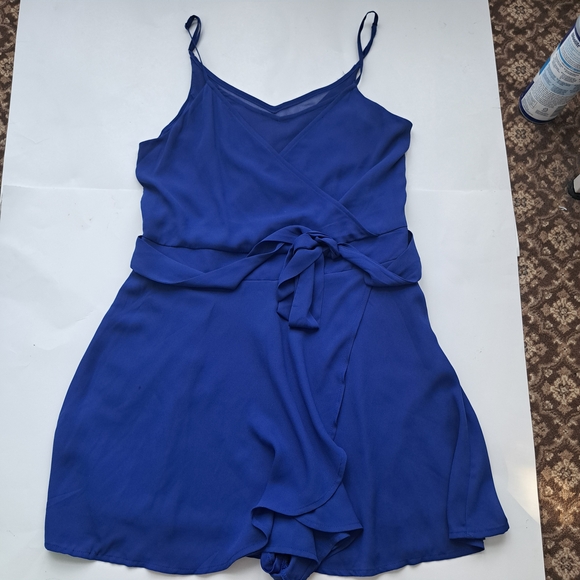Express Royal Blue Mini Wrap Dress - Picture 6 of 9